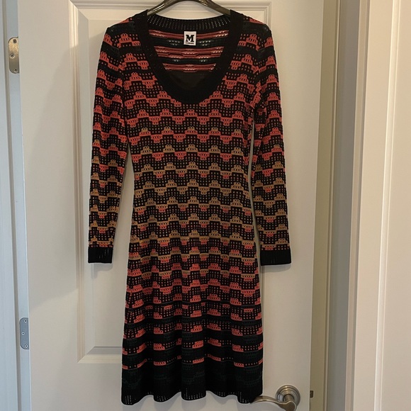 WOMENS M MISSONI CROCHET ZIG ZAG KNIT LONG SLEEVE DRESS, SIZE IT38 - Picture 1 of 7